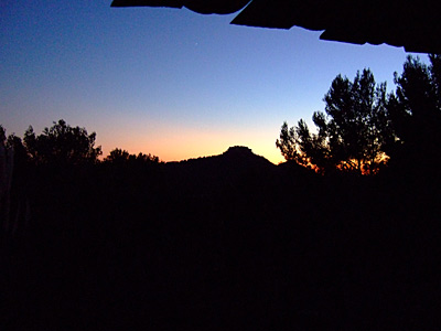 Abendstimmung Richtung Mt. Paon, dahinter wäre Arles